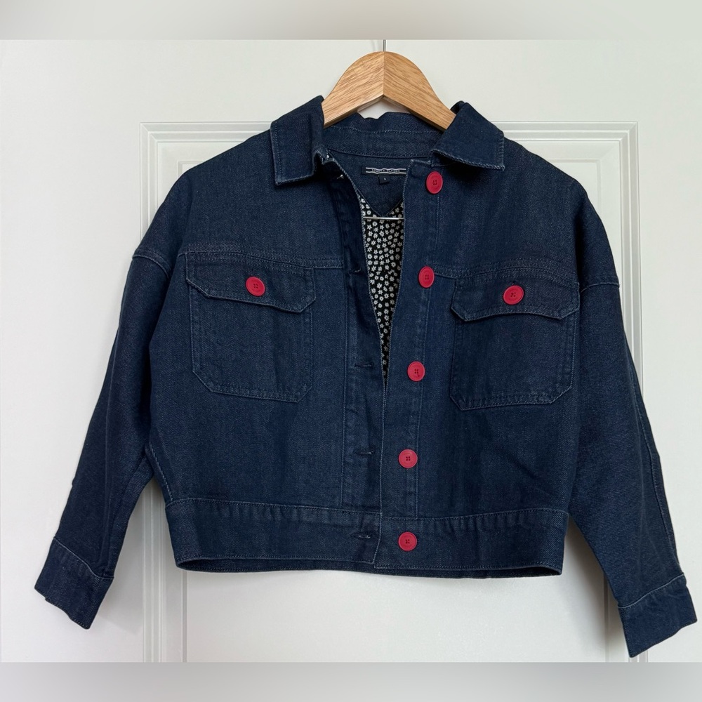 EUC!!! Cropped Tommy Hilfiger Blue Denim Jacket